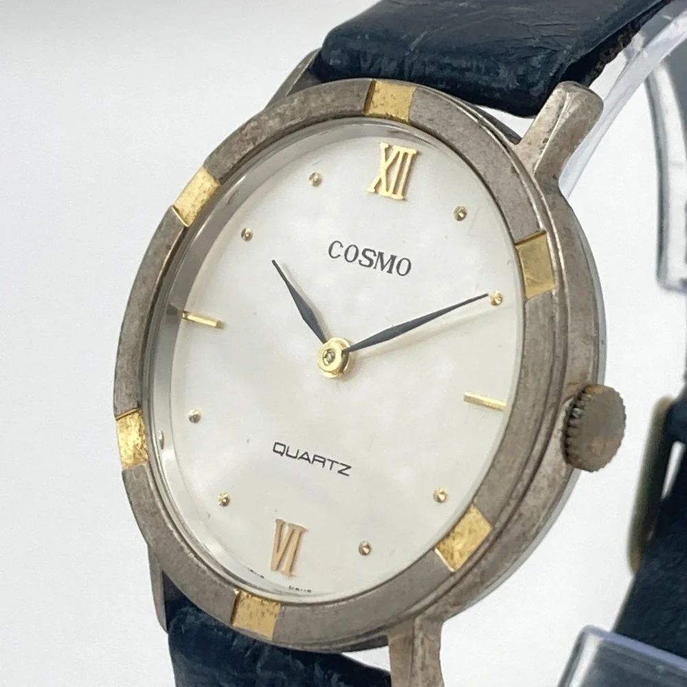Vintage Cosmo Unisex Watch 33mm Gold Silver Tone Mens Womens New Battery 8.5